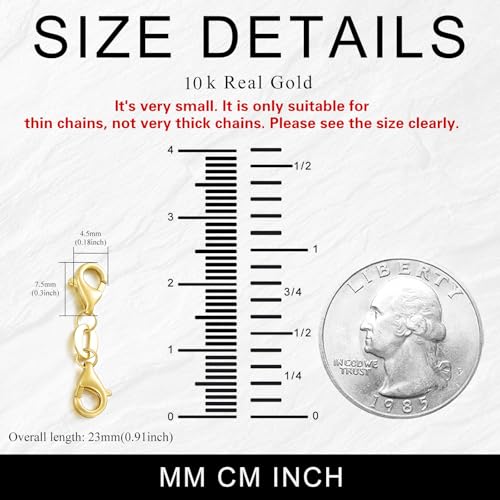 10K Gold Clasp Double Lobster Clasp Necklace Extender Clasp Bracelet Extension Connector for DIY Necklace Bracelet Jewelry Making(Style 6) - size: style 6