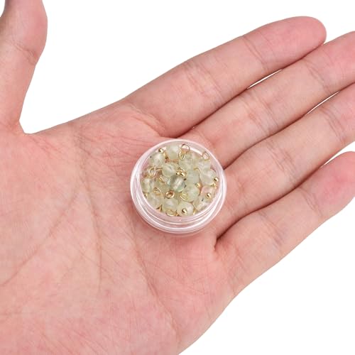 Beadia Natural Faceted Cube Stone Charms 4mm 30pcs with Untarnish Metal Accessories Loose Square Beads for DIY Jewelry Making - color: Prehnite
