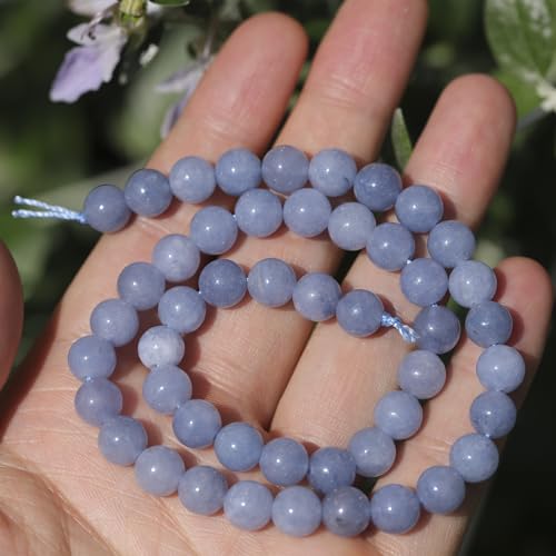 Natural Stone Beads 8mm Polished Round Smooth Gemstone Beads for Jewelry Making Supplies 15 Inch(45 Beads) (Blue Angel) - color: Blue Angel-45pcs