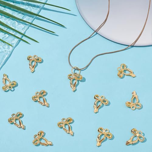 100Pcs Bowknot Charms, Alloy Bow Pendants Bowknot Jewelry Bulk Dangle Charms Elegant Earring Pendants for Earrings Necklace Bracelet Keychain Jewelry Making DIY Crafts - color: Gold