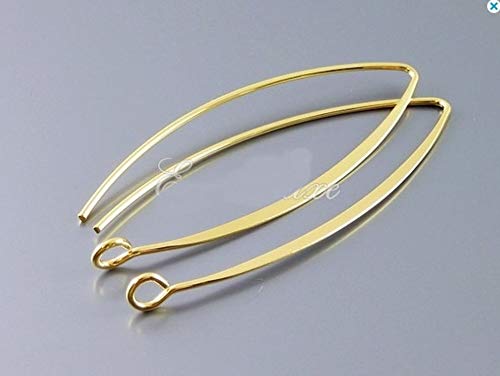Adabele 100pcs Hypoallergenic Long V Shape Marquise Earring Hooks 45mm 18K Yellow Gold Plated Ear Wire (Strong Wire 0.9mm/19 Gauge) DIY Craft Earrings Jewelry Making250-G - color: Gold
