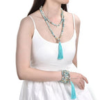 Adabele Premium 108 Mala Beads Malas Necklace - Natural Healing Gemstone Tibetan Buddhist Japa Prayer Meditation Reiki Chakra Stone Quartz Rock Women Men Jewelry - style: Multi-Color Amazonite