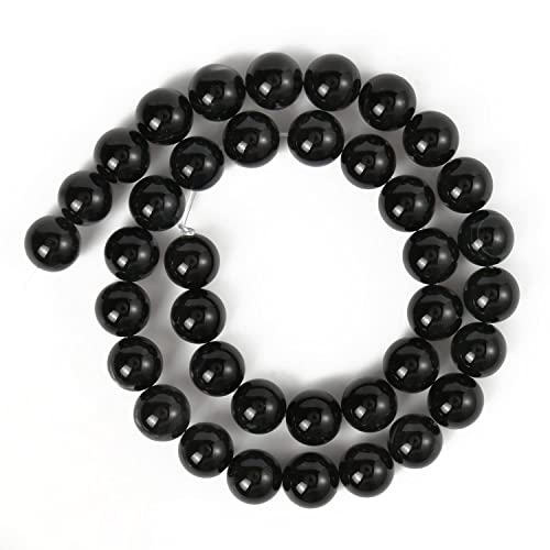 35pcs 10mm Black Agate Beads Natural Gemstone Beads Round Loose Beads for Jewelry Making - color: Black Agate, size: 10mm