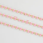 Pink Enamel Chain for Jewelry Making, 2 Meters Gold Plated Brass Cable Link Chain Roll with 30pcs Jump Rings and 10pcs Lobster Clasps - color: Pink