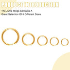 Phinus 1200P Gold Jump Rings, Jewelry Repair Kit with Jump Ring Pliers and Open Jump Rings, Assorted Sizes Jump Ring for Jewelry Making, Necklace, Keychains, Earrings, DIY Craft Making
