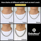 ChainsHouse Stainless Steel Mens Cuban Link Chain, Black/ 18K Gold Plated Miami Cuban Chain Necklace, 5mm/7mm/9mm/12mm/14mm Width, No Tarnish& Durable Hip Hop Mens Jewelry, 18"-30", Send Gift Box - color: a. 7mm width-steel, size: 28 inches
