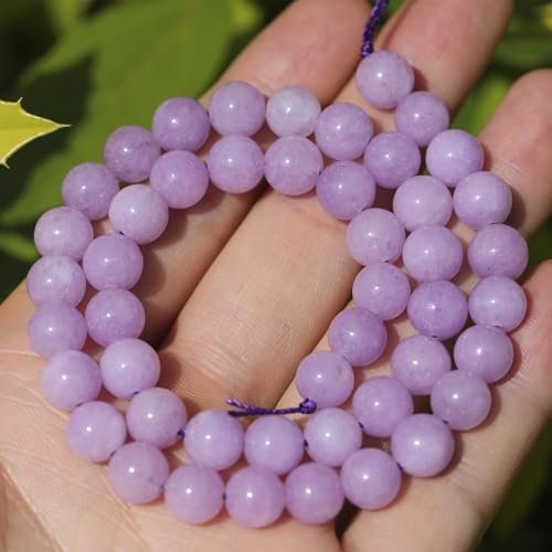 Natural Stone Beads 8mm Polished Round Smooth Gemstone Beads for Jewelry Making Supplies 15 Inch(45 Beads) (Lavender Purple) - color: lavender purple-45pcs