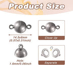 Craftdady 20 Sets Black Round Magnetic Clasps 14.5x8mm Magnet Converters Locking Clasps for Jewelry Bracelet Necklace Making Hole:1.6mm - color: GunMetal