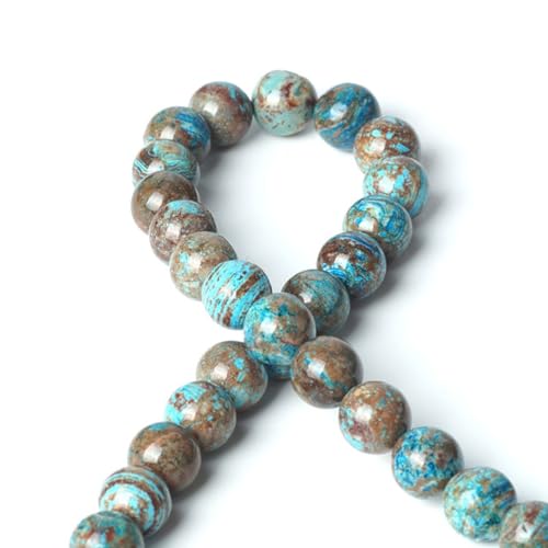 100Pcs Natural Stone 6mm Blue Pattern Agate Round Loose Gemstone Energy Healing Beads Hole Size 1mm DIY Smooth Beads for Bracelet Necklace Earrings Jewelry Making - color: Blue Pattern Agate, size: 6mm