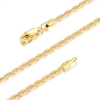 Italian Solid 14K Gold Plated 925 Sterling Silver Chain Necklace for Women, 1.5mm & 2.5mm Dainty Non Tarnish & Hypoallergenic Rope Chain Women's Chain Necklaces 16 18 20 22 24 26 Inch - color: 2.5mm 14K Gold Plated, size: 16 Inch (Women's Choker Length）
