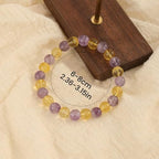Crystal Vibe 8mm Beaded Bracelets For Women Men - Healing Crystal Bracelet - Adjustable Size - color: amethyst citrine