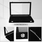 Wudygirl Jewelry Organizer Necklace Organizer Box 20 Hooks Necklaces Holder Display Case Black Velvet Jewelry Organizer with Clear Lid(Black Necklace Tray) - style: Necklace Tray