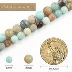Stone Beads, 60pcs Amazonite, 6mm Round Loose Beads for Jewelry Making, Bracelets, with Bag, String & Card - color: Amazonite, size: 6mm
