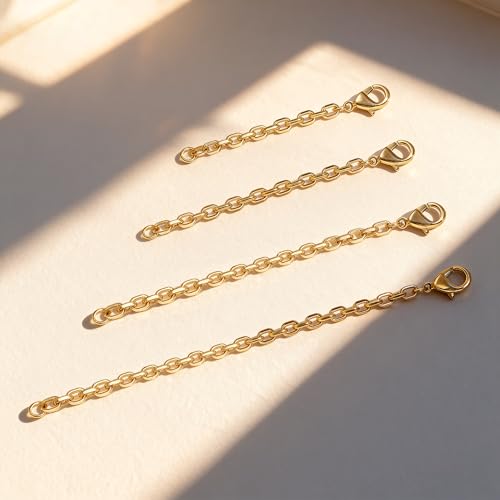 4-Piece Gold Extension Chain Sets for Women for Necklace, Bracelet, Coach Extension Chain, Layering Extension for Jewelry Making - color: gold B