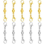 Magnetic Necklace Clasps and Closures, S925 Sterling Silver Magnetic Clasp Converter, Double Lobster Clasp Design (10pcs Gold Silver) - color: 10pcs gold silver