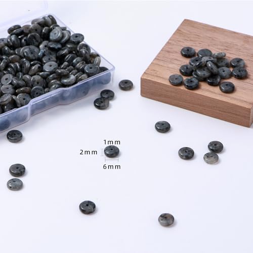 Natural Black Spectrolite Disk Stone Spacer Beads 6x2mm 38cm/str Flat Rondelle Loose Semi Gemstone Caps for Making Bracelets Necklace - color: Black Spectrolite