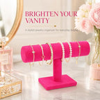 ChezMax Necklace Jewelry Display Jewelry Stand Hovering T-Bar Bracelet Holder for Home Organization - color: E-Rose Red Velvet