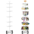 Retail Display Stand Store Display Rack 6 Tier Metal Spinning Display Stand Rack with Wheels Keychain Jewelry Stocking Hat Stand with Hooks for Malls, Showroom, Retail Store (6 Tier White) - color: 6 Tier White