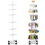 Retail Display Stand Store Display Rack 6 Tier Metal Spinning Display Stand Rack with Wheels Keychain Jewelry Stocking Hat Stand with Hooks for Malls, Showroom, Retail Store (6 Tier White) - color: 6 Tier White