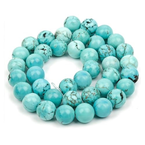 HAAMIIQII 6mm Natural Blue Turquoise Beads Round Gemstone Loose Beads for Jewelry Making 2 Strands (120-130pcs) - color: Blue Turquoise, size: 6mm (120-130pcs)