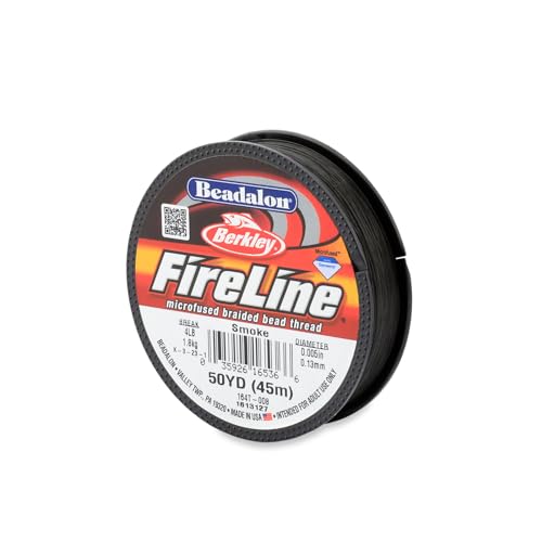 Beadalon FireLine Beading Thread by Berkley, 0.005", Break Strength 4 lb, Smoke, 50 yd - color: Smoke, style: 4 Lb / 50 Yd