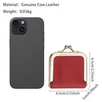 Royal Bagger Genuine Cow Leather Ultra-Slim Mini Jewelry Box, Ring & Necklace Storage, Slim Coin Purse with Kiss Lock for Women 3120 (Brown) - color: Brown