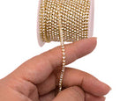 11 Yards 2mm Gold Crystal Rhinestone Close Chain Single Row Trimming Claw Chain Jewelry Crafts DIY (Gold) - color: Gold