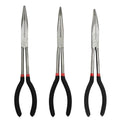 3-Piece 11" Precision Long Nose Pliers Set with Insulated Comfort Grip Handles,Straight Long Needle Nose Pliers,25/45 Degree Angle Curved Pliers for Wire Bending,Shaping,Trimming - size: 3pcs-Straight/25/45