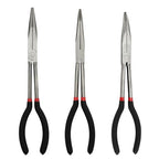 3-Piece 11" Precision Long Nose Pliers Set with Insulated Comfort Grip Handles,Straight Long Needle Nose Pliers,25/45 Degree Angle Curved Pliers for Wire Bending,Shaping,Trimming - size: 3pcs-Straight/25/45