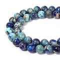 60pcs 6mm Natural Mixed Blue Imperial Jasper Gemstone Beads Energy Healing Crystal Round Loose Stone Beads for Jewelry Making, DIY Bracelets Necklaces - color: Mixed Blue Imperial Jasper, size: 6mm
