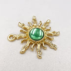 Sun Star Charms Baroque Boho Crystal Gold Plated Resin Gypsy Pendant Alloy for Jewelry Making DIY Craft Bracelet Necklace Earring - color: Sun-Green-28Pcs