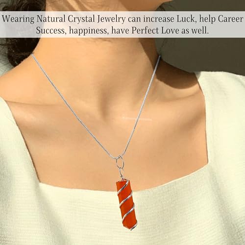 Amazing Gemstone Crystals and Healing Stones Carnelian Necklace - Gold Chain Necklace Pendant - Real Crystal Necklace - color: Pencil Point (Spiral), size: 1 PIECE