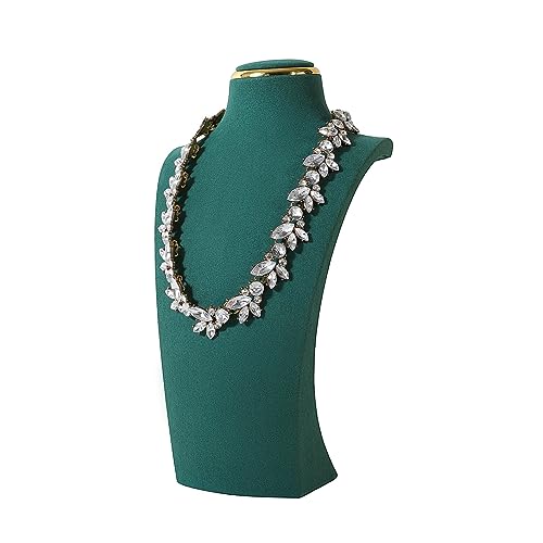 GemeShou Green necklace display stands for selling, Velvet necklace storage organizer, Necklace mannequin jewelry bust holder for boutique store【Green-Medium height 10.2 inch】 - color: Green, size: Medium