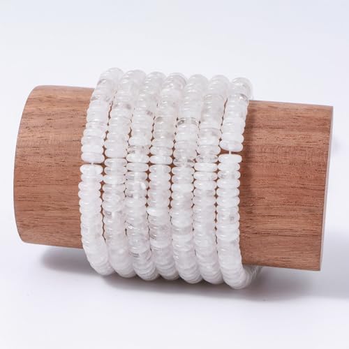 Natural White Crystal Disk Stone Spacer Beads 6x2mm 38cm/str Flat Rondelle Loose Semi Gemstone Caps for Making Bracelets Necklace - color: White Crystal