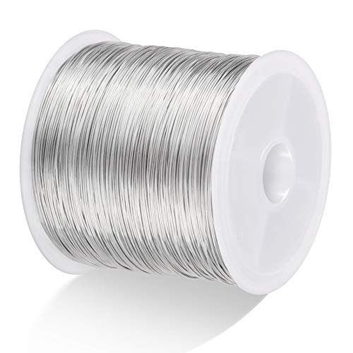 MIKIMIQI 328Ft Jewelry Wire - 26 Gauge Tarnish Resistant Copper Beading Wire for Jewelry Making, 0.4mm X 100m (Silver Color) - color: Silver