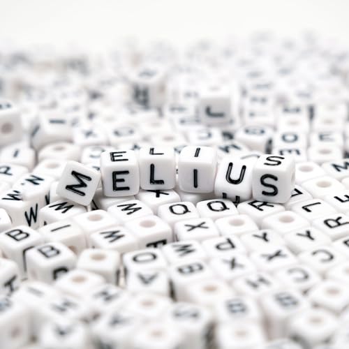 MELIUS 252Pcs 10x10mm Acrylic Large Letter Beads, Square Big Alphabet Paracord Beads for Jewelry Making, DIY Necklaces Collars, Key Chains, Bracelets (White)