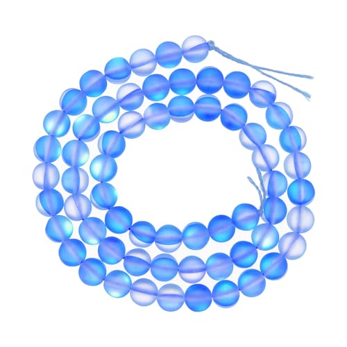 uxcell Matte Crystal Glass Beads 6mm Synthetic Frosted Shining Semi-Precious Round Loose Beads Synthetic Moonstone for Jewelry Making DIY Bracelet, Blue - color: Blue, size: 6mm