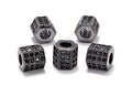AD Beads Zircon Pave Rhinestones Big Hole Hexagon Spacer Beads 7x8mm 5Pcs Black on Gunmetal - color: 5 Pcs Black on Gunmetal Hexagon (7x8mm)