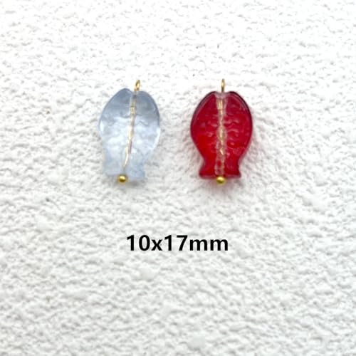50pcs Glass Pendant Charms - Multicolor Theme Drops for Necklace Craft, Jewelry Making Supplies (Various Styles) - style: Fish