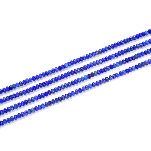 Adabele 30 Inch Natural Blue Lapis Lazuli Healing Gemstone 4mm x 3mm Tiny Small Faceted Round Rondelle Loose Beads Stone Spacer (240-260pcs) for Craft Jewelry Making GK-B7 - color: Lapis Lazuli, size: 4mm x 3mm - 30 inch/2 strands