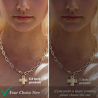 Bheop Chunky Cross Necklace for Women Trendy 14K Gold Silver Layered Statement Cross Pendant Charm Necklace Waterproof Paperclip Herringbone Snake Choker Chain Christian Jewelry Set Gift Non Tarnish - style: GD-Cross Necklace(0.8 inch Pendant)