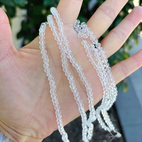 500pcs Czech Faceted Rondelle Crystal Glass Loose Beads 4mm Small Tiny Spacer Bulk Crystal Clear for DIY Craft Jewelry Making CCR401 - color: Crystal Clear, size: 4mm (0.16") - 500pcs