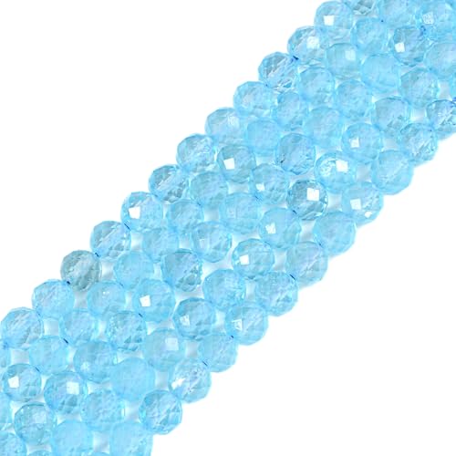 6mm Blue Topaz Faceted Gemstone Round Loose Beads Strand 15.5-16" DIY Jewelry Making - color: Blue Topaz