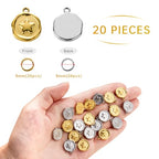 UMAOKANG Stainless Steel Charms Bulk for Jewelry Making Round Star Charm Pendant for Bracelet DIY Jewelry Supplies - color: Star Gold Silver