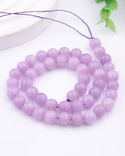 Natural Stone Beads 8mm Polished Round Smooth Gemstone Beads for Jewelry Making Supplies 15 Inch(45 Beads) (Lavender Purple) - color: lavender purple-45pcs