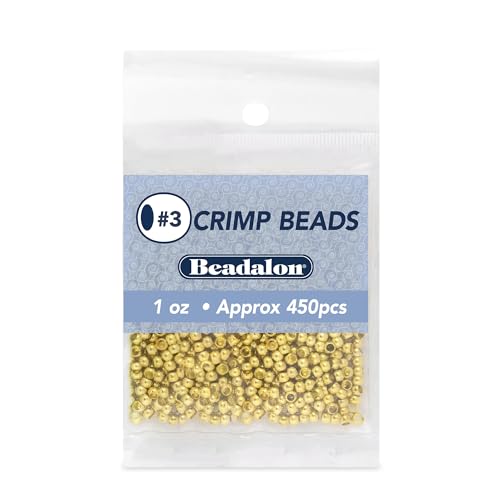 Beadalon Crimp Beads, Size #3, Gold Color, 1 oz, Approx. 450 pc - color: Gold, size: Size #3, 450 pc