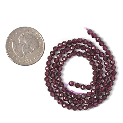 Natural Garnet 4mm Faceted Round Beads Loose Beads 16 Inch for Jewelry Making Beads - color: Garnet