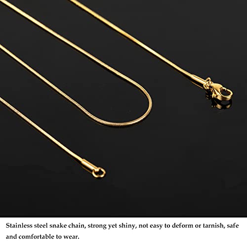 UMAOKANG Gold Plated Snake Chains for Jewelry Making, 10 Pack Stainless Steel Thin Chain Women Necklace DIY Supplies (18 Inch) - color: Gold Snake, size: 18 Inch