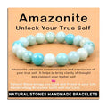 AD Beads Handmade Gemstone Stretch Elastic Bracelet Crystal Healing Reiki Nature's Beauty and Spiritual Essence Unisex - color: Amazonite (Unlock Your True Self), size: 10mm