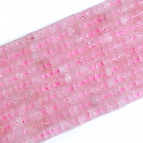 150pcs 2x4mm Natural Rose Quartz Tube Shape Beads Loose Flat Round Cylinder Flat Spacer Green Stone Beads for Bracelet Earrings Jewelry Making - color: Rose Quartz, size: 2x4mm Tube shape